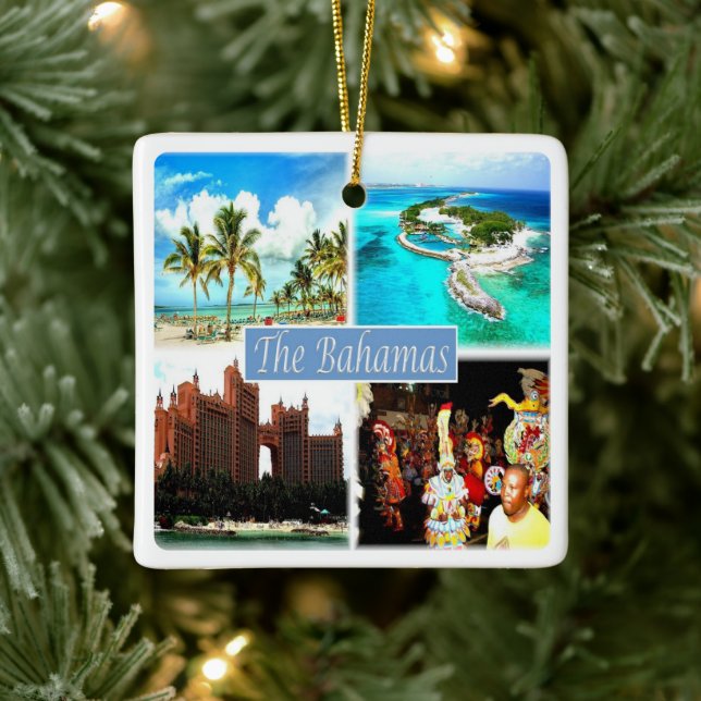 zBS004 BAHAMAS mosaic, America, Ceramic Ornament (Tree)