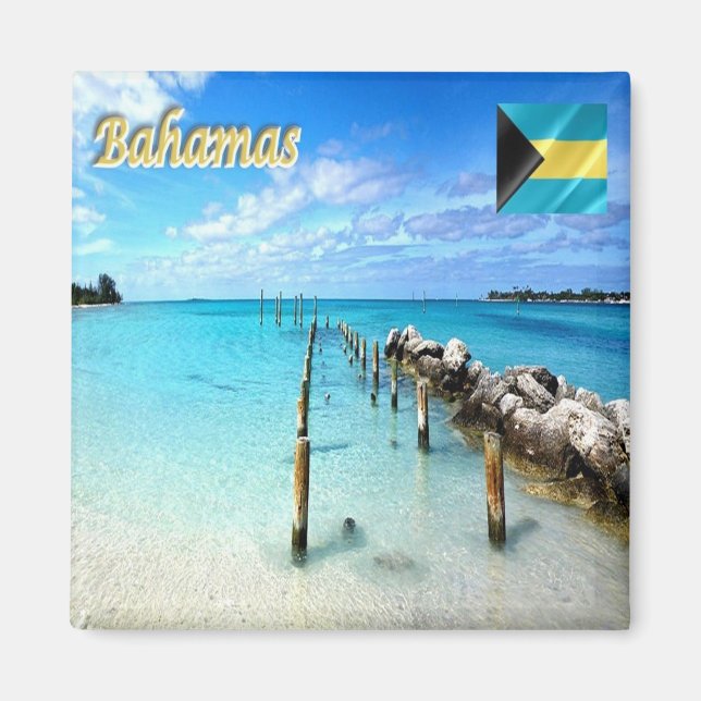 zBS010 BAHAMAS, Jaws Beach, Panorama, Fridge Magnet (Front)
