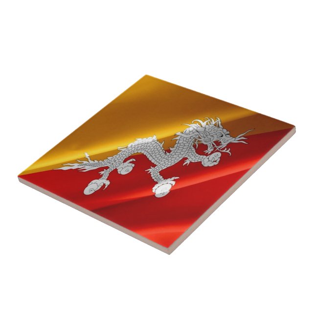 zBT002 Bhutanese waving FLAG Bhutan, Tile (Side)