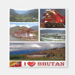 zBT007 I Love BHUTAN, Asia, Fridge Magnet