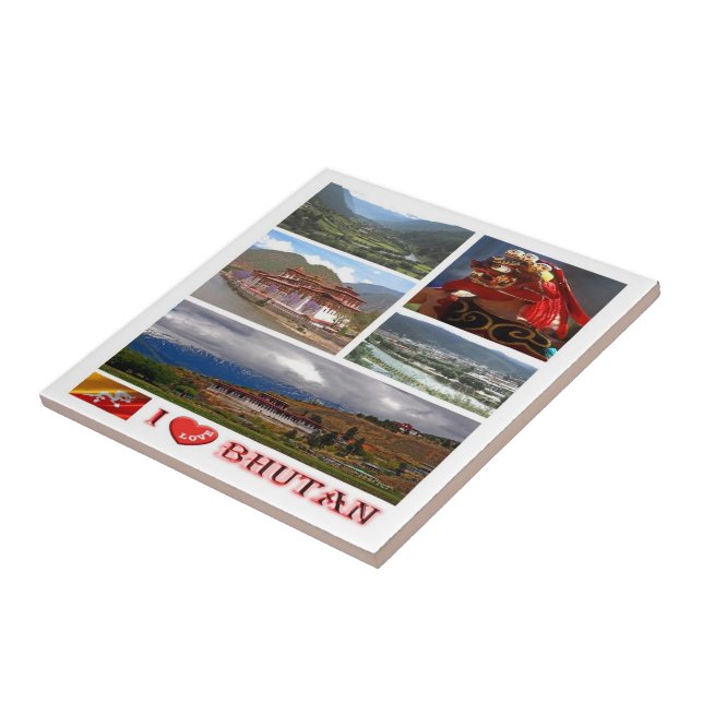 zBT007 I Love BHUTAN, Asia, Tile (Side)