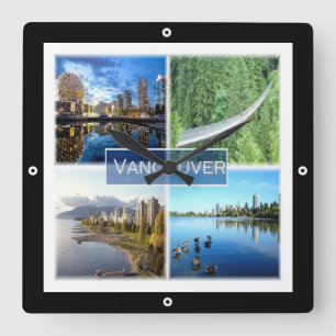 zCA008 VANCOUVER mosaic, Canada, America, Square Wall Clock