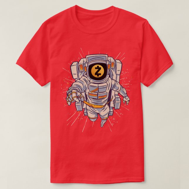Zcash Crypto Tee, Zcash Astronaut to Moon  T-Shirt (Design Front)