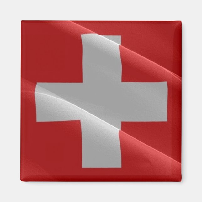 zCH002 waving FLAG SWISS - Fridge Magnet (Front)
