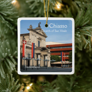 zCH008 CHIASSO Switzerland, Ceramic Ornament