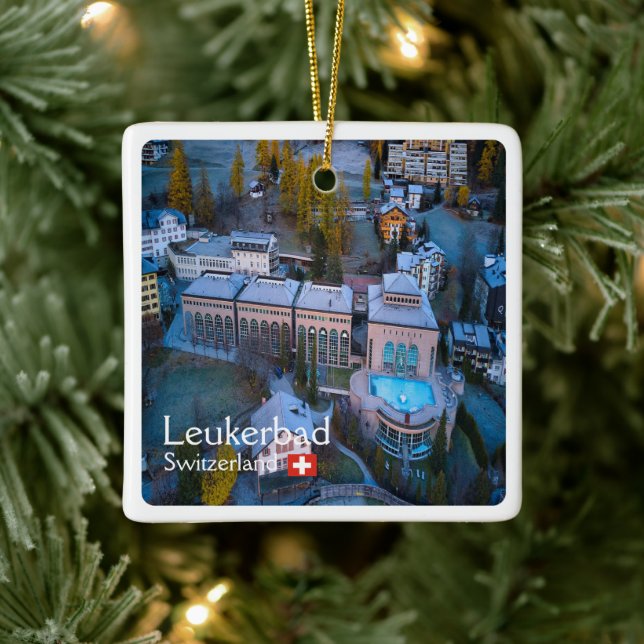 zCH011 LEUKERBAD Switzerland, Ceramic Ornament (Tree)