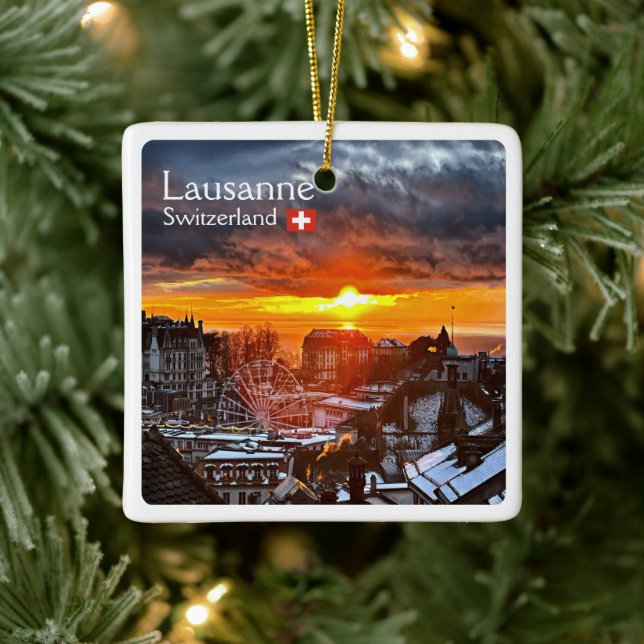 zCH013 LAUSANNE Switzerland, Ceramic Ornament (Tree)