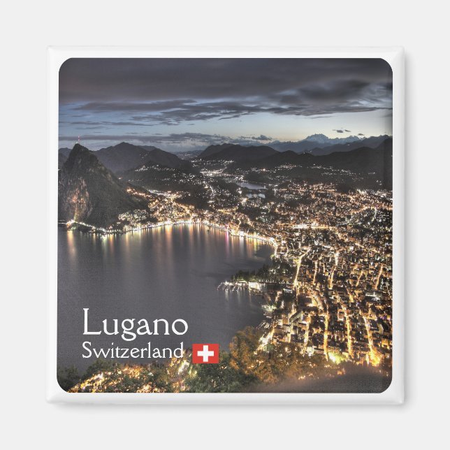 zCH014 LUGANO Switzerland - Fridge Magnet (Front)