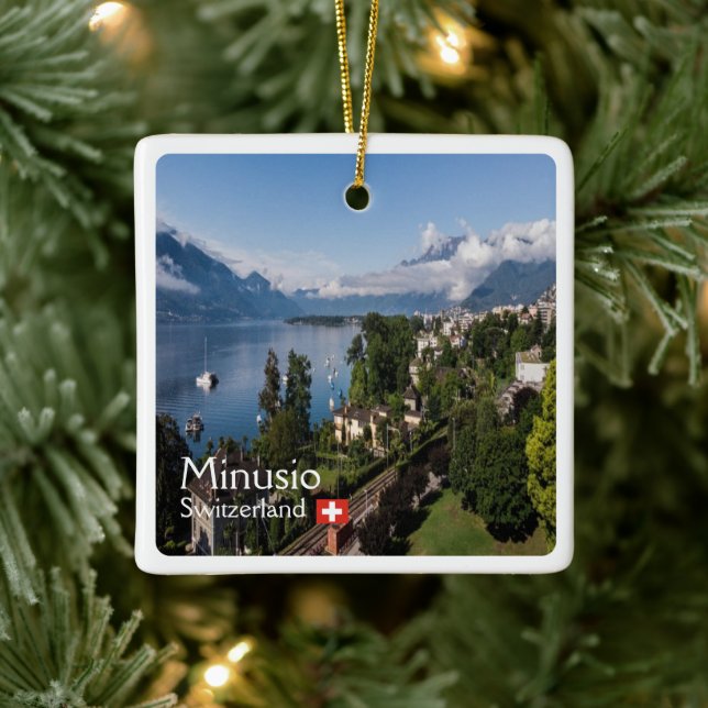 zCH016 MINUSIO, Switzerland Ceramic Ornament (Tree)