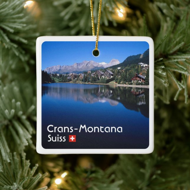 zCH023 CRANS MONTANA Switzerland, Ceramic Ornament (Tree)