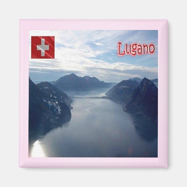 zCH028 LUGANO Lake - Switzerland - Fridge Magnet (Front)