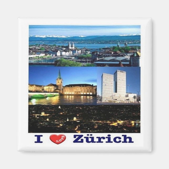 zCH037 ZURICH I Love Swiss - Fridge Magnet (Front)