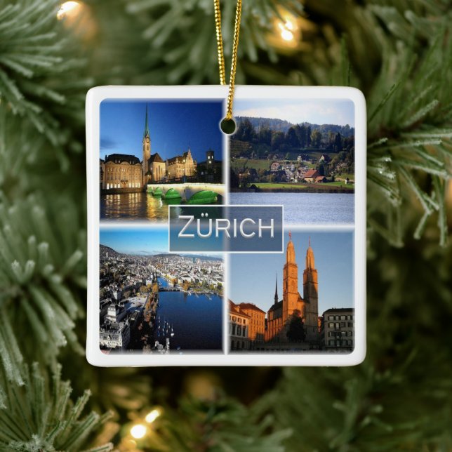 zCH046 ZURICH Swiss Switzerland,  Ceramic Ornament (Tree)