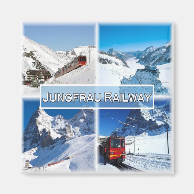 zCH047 JUNGFRAU RAILWAY Switzerland -Fridge Magnet (Front)