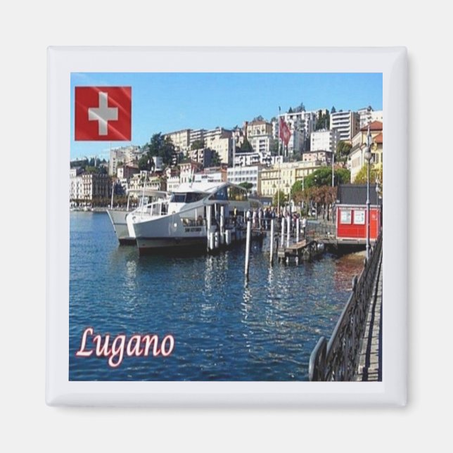 zCH048 LUGANO Switzerland - Fridge Magnet (Front)