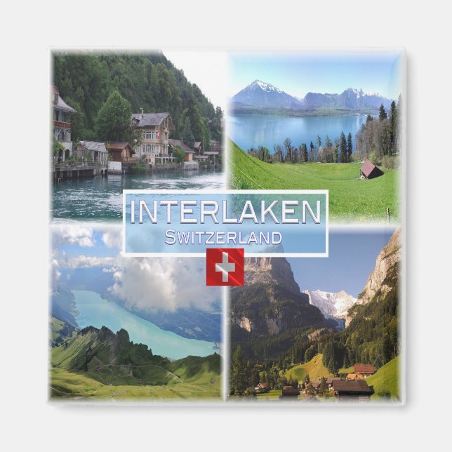 zCH051 INTERLAKEN Lake Thun Thunerse Swiss Fridge  Magnet (Front)