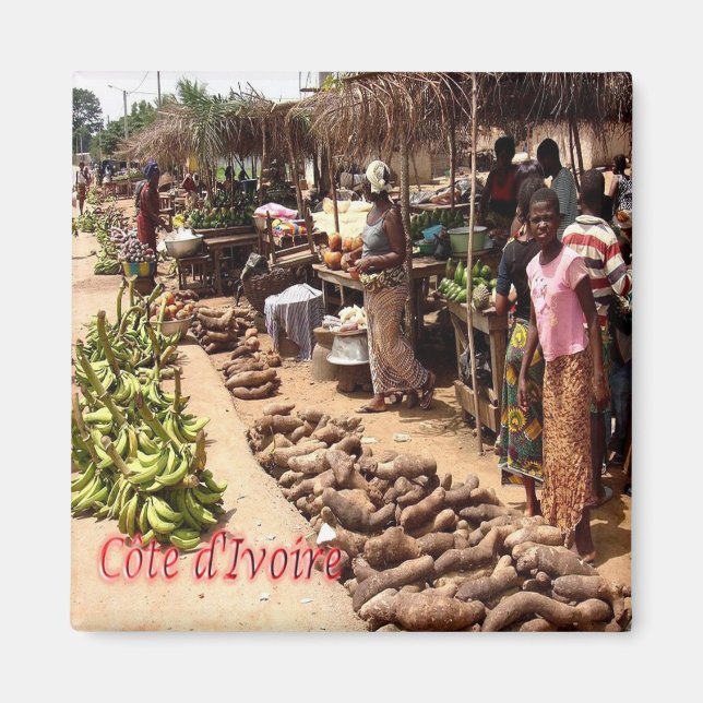 zCI007 IVORY COAST, traditional market, Fridge Magnet (Front)