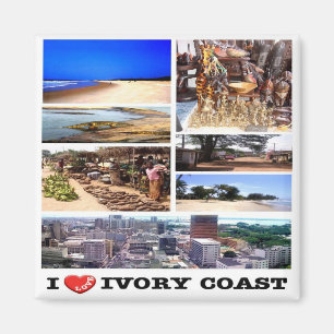 zCI009 IVORY COAST I Love, Mosaic, Africa, Fridge Magnet