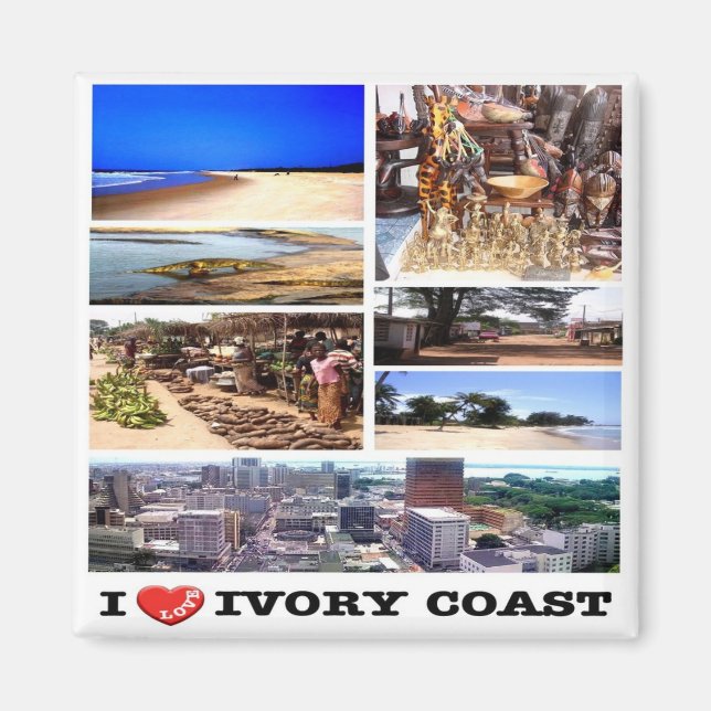zCI009 IVORY COAST I Love, Mosaic, Africa, Fridge Magnet (Front)