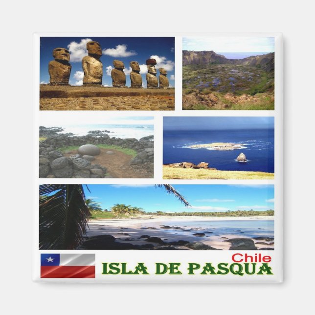 zCL005 ISLA DE PASQUA, Mosaic, Chile, Fridge Magnet (Front)