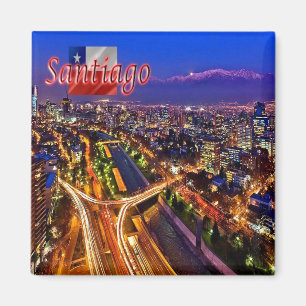 zCL019 SANTIAGO, Night view, Chile, Fridge Magnet
