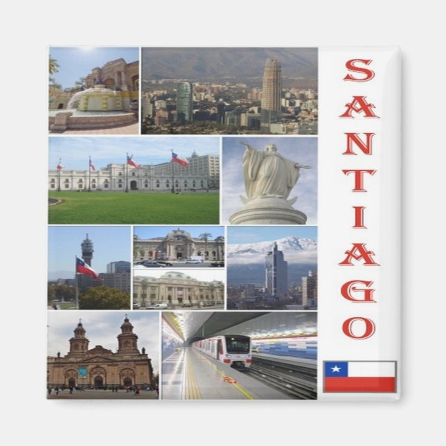 zCL022 SANTIAGO, Mosaic, Chile, America, Fridge Magnet (Front)