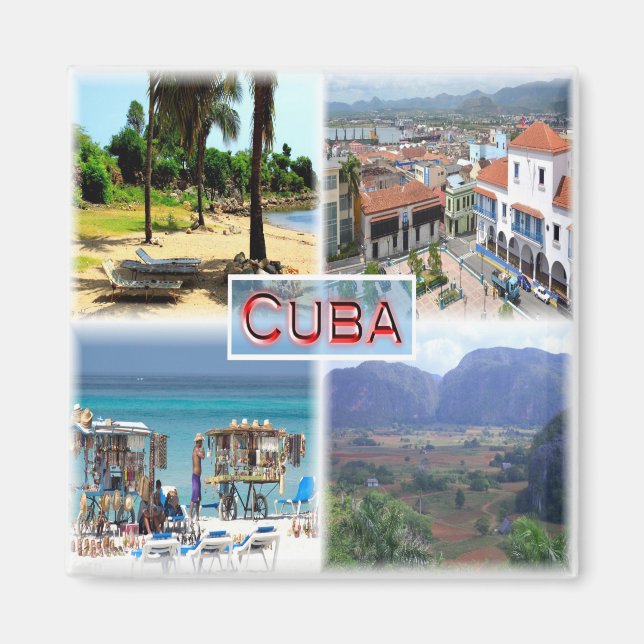 zCU002 CUBA, Mosaic, America, Fridge Magnet (Front)