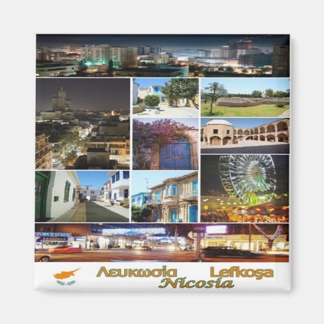 zCY018 NICOSIA Collage Mosaic, Cyprus, Fridge Magnet (Front)