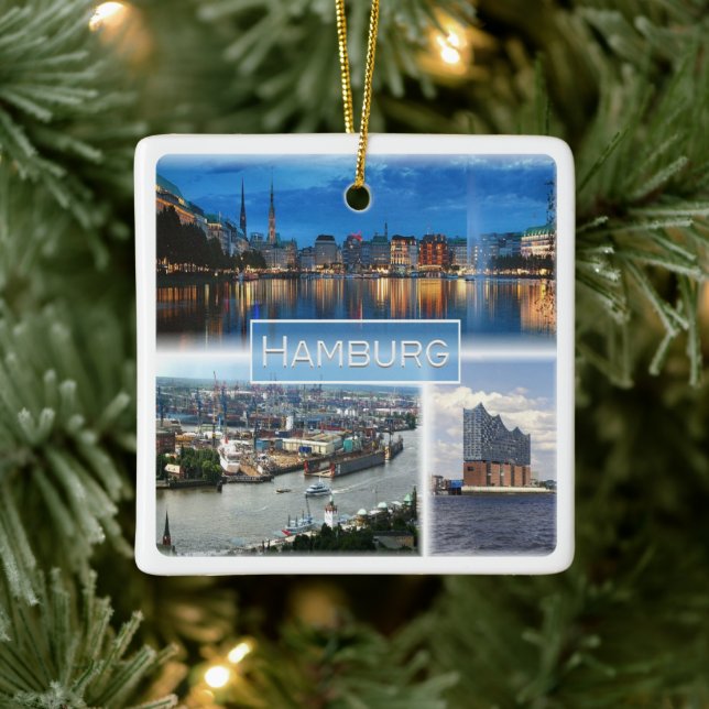 zDE021 HAMBURG Germany, Ceramic Ornament (Tree)