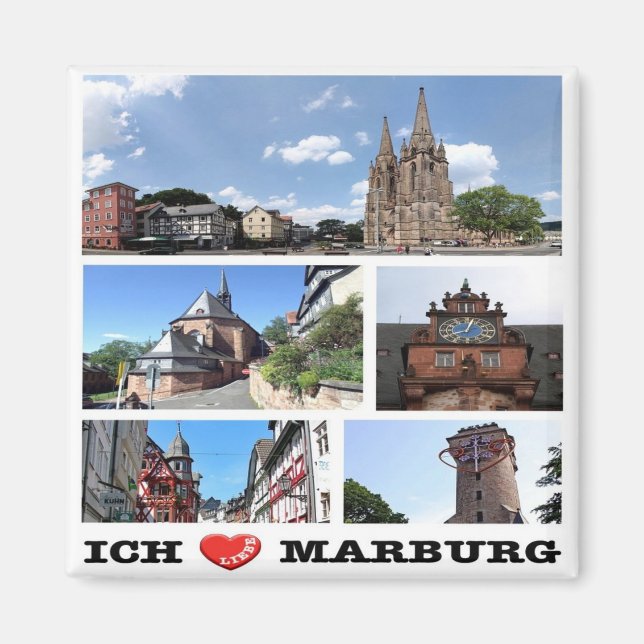 zDE102 MARBURG  I LOVE - Germany - Fridge Magnet (Front)