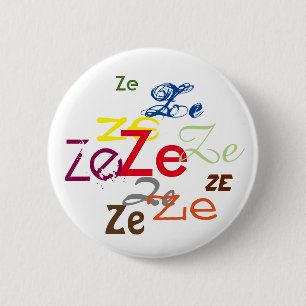 Ze/Custom Pronoun All Over 6 Cm Round Badge