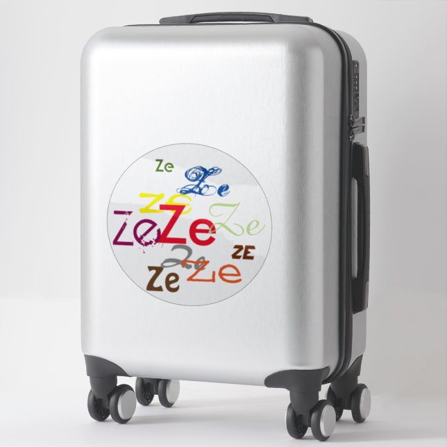Ze or Custom Pronoun All Over Sticker (Suitcase)