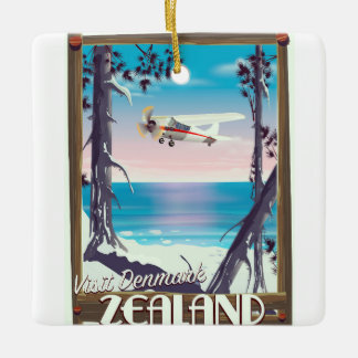 Zealand Denmark travel poster Ceramic Tree Decoration
