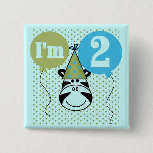 Zebra 2nd Birthday T-shirts and Gifts 15 Cm Square Badge