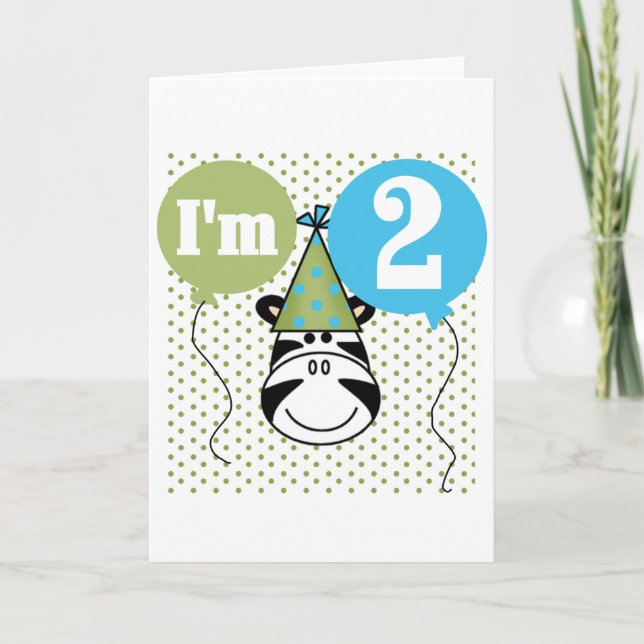 Zebra 2nd Birthday T-shirts and Gifts Card (Front)