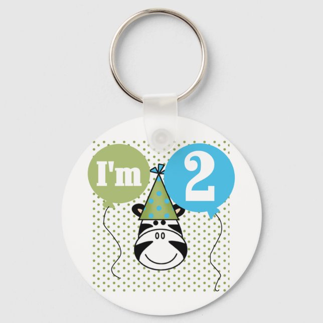 Zebra 2nd Birthday T-shirts and Gifts Key Ring (Front)