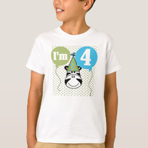 Zebra 4th Birthday T-Shirt