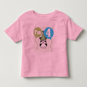 Zebra 4th Birthday T-shirts and Gifts