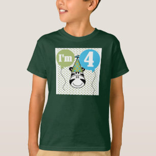 Zebra 4th Birthday T-shirts and Gifts