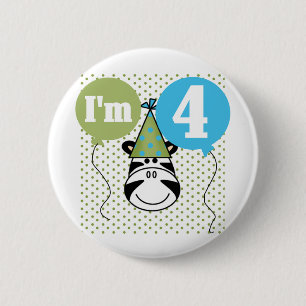 Zebra 4th Birthday T-shirts and Gifts 6 Cm Round Badge