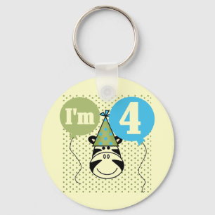Zebra 4th Birthday T-shirts and Gifts Key Ring