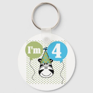 Zebra 4th Birthday T-shirts and Gifts Key Ring