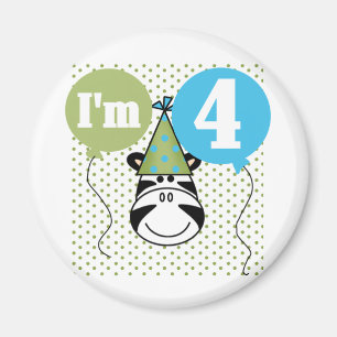 Zebra 4th Birthday T-shirts and Gifts Magnet
