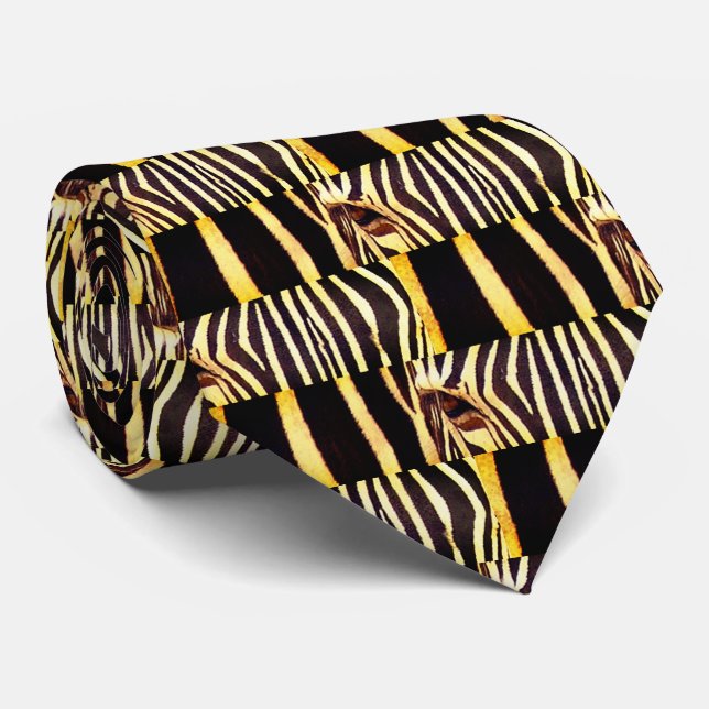 Zebra Abstract Print Tendy Neck Tie (Rolled)