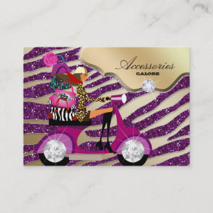 Zebra Accessories Purse Jewellery Purple Sparkle Business Card