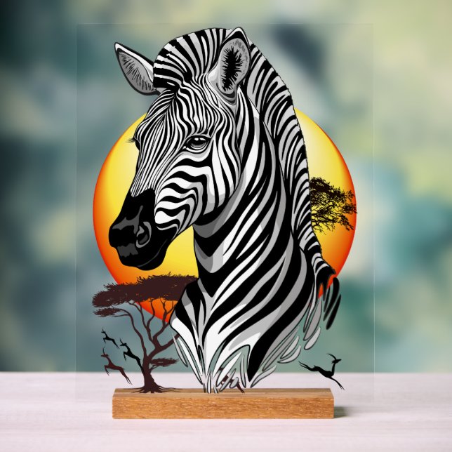 Zebra African Savanna Wild Animal Acrylic Sign (Neutral)
