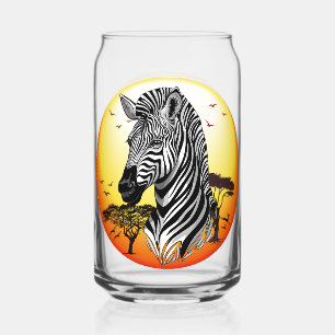 Zebra African Savanna Wild Animal Can Glass