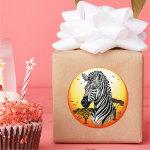 Zebra African Savanna Wild Animal Classic Round Sticker