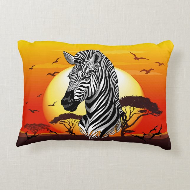 Zebra African Savanna Wild Animal Decorative Cushion (Back)