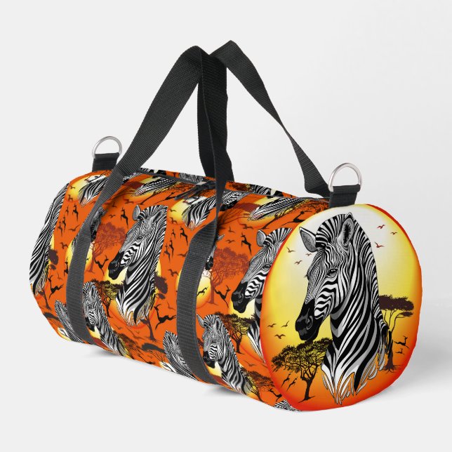 Zebra African Savanna Wild Animal Duffle Bag (Left Corner)